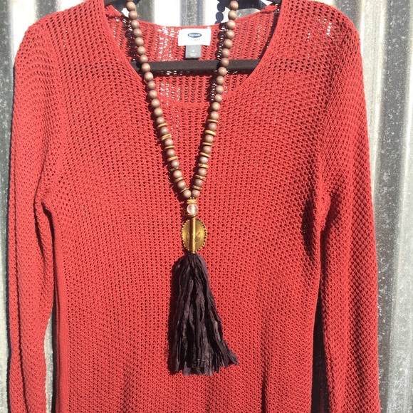 Crochet sheer sweater•medium•coral•EUC - Picture 3 of 5